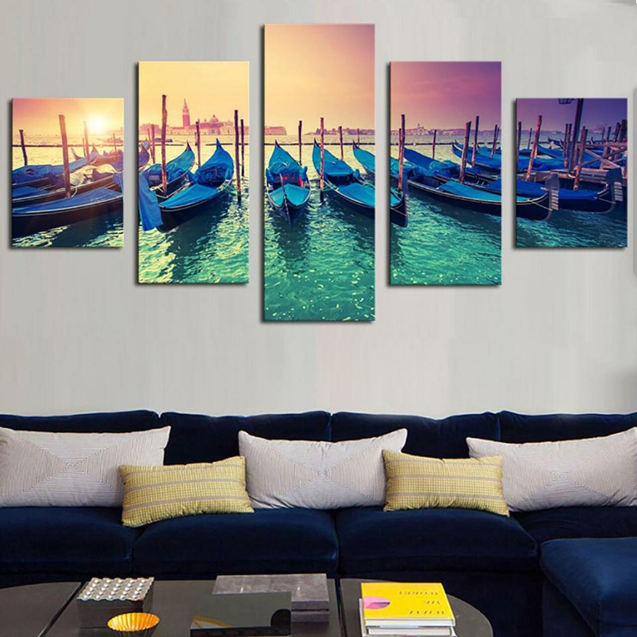 Many Boats Canvas Wall Art