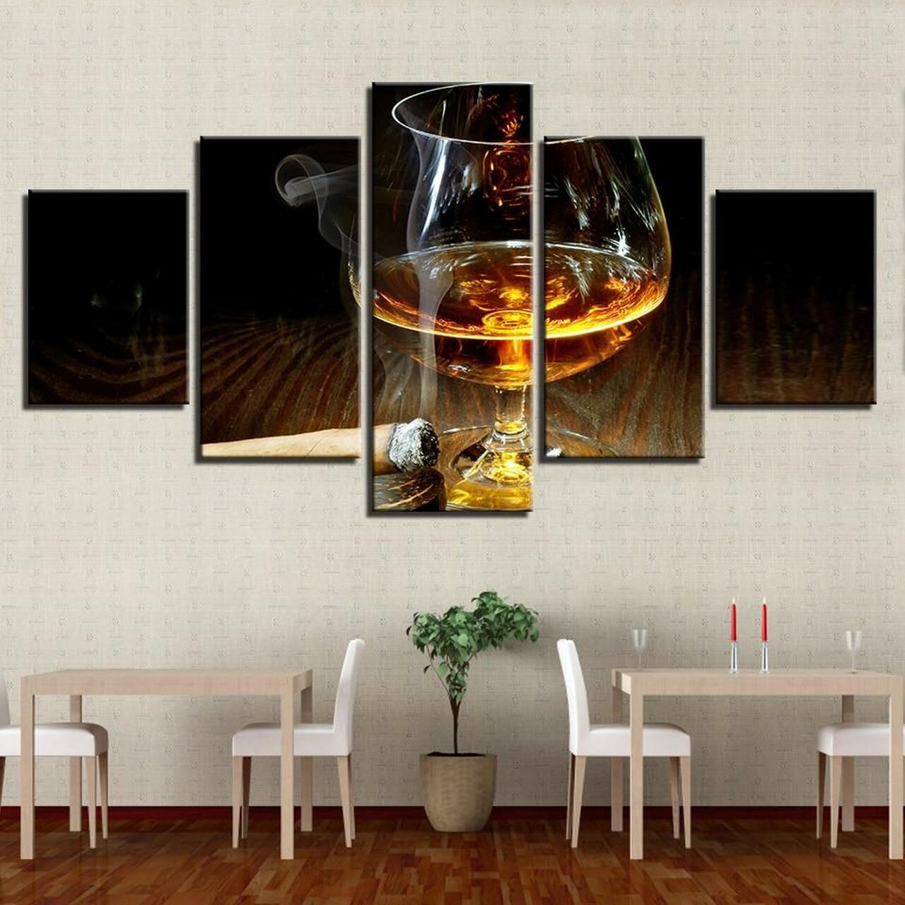 Wine And Cigar Canvas Wall Art