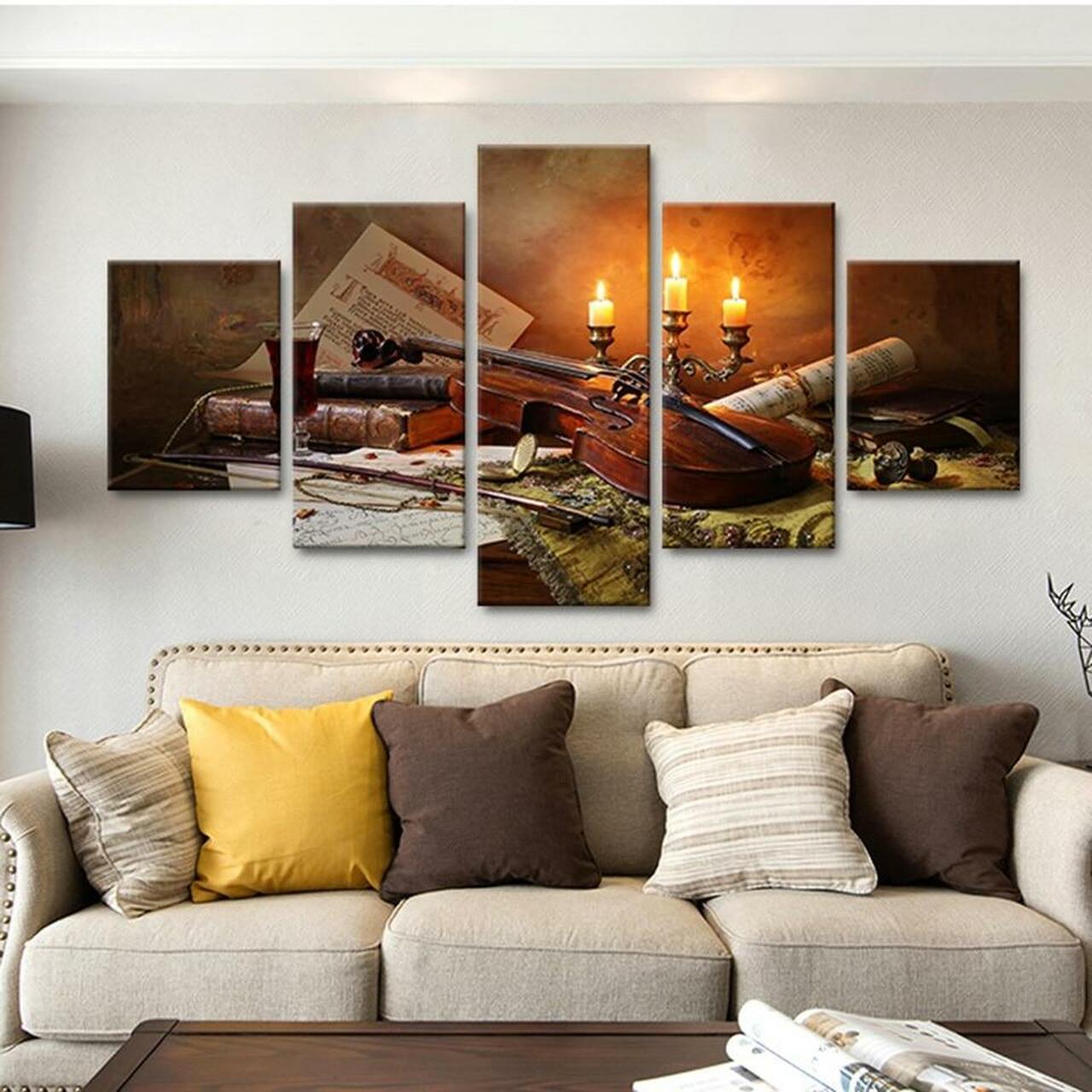 Candlelight Violin Canvas Wall Art