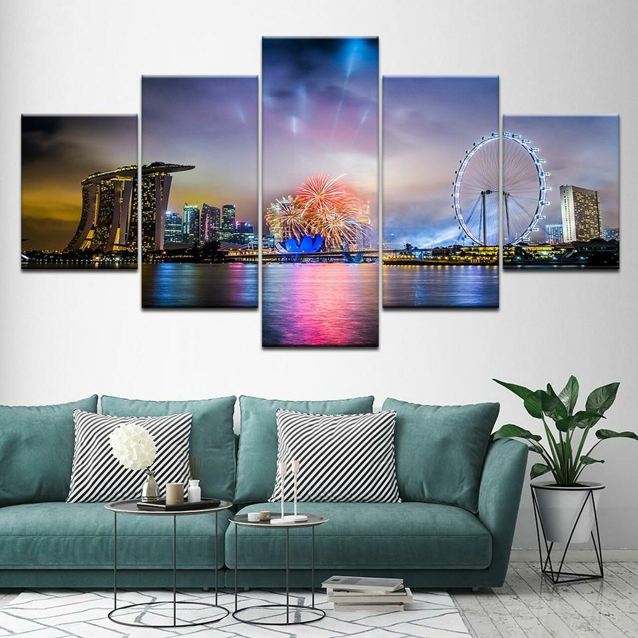 Singapore Night View Canvas Wall Art