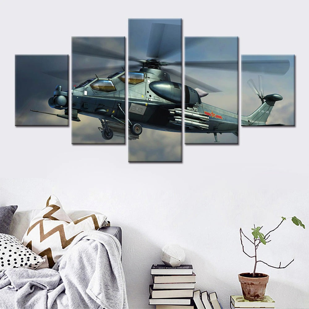 Aircraft Helicopter War Fighting Canvas Wall Art