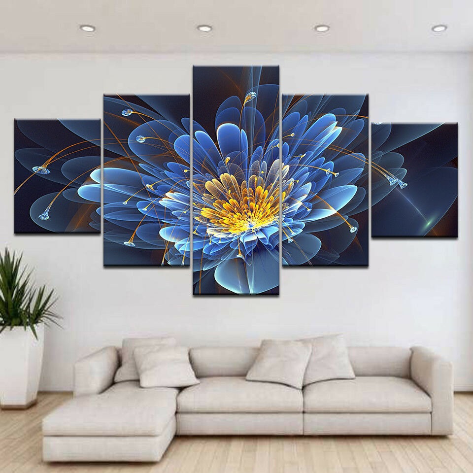 3D Lotus Flower Canvas Wall Art