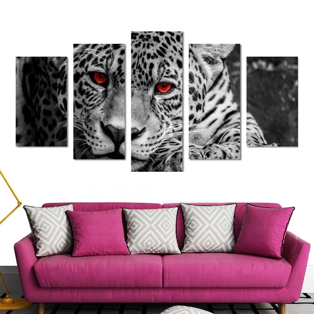 Abstract Leopard Red Eyes Canvas Wall Art