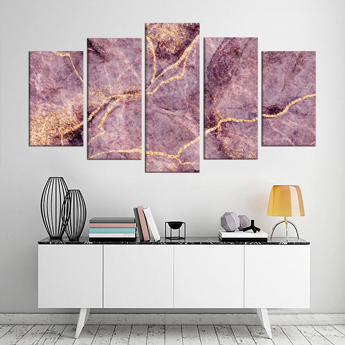 Abstract Pink Marble Stone Texture Canvas Wall Art