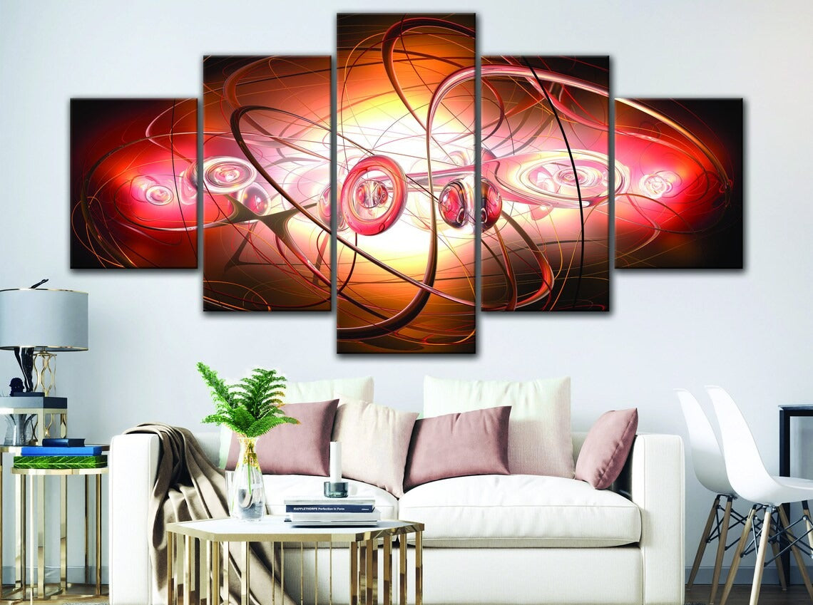 Abstract Red Line Canvas Wall Art