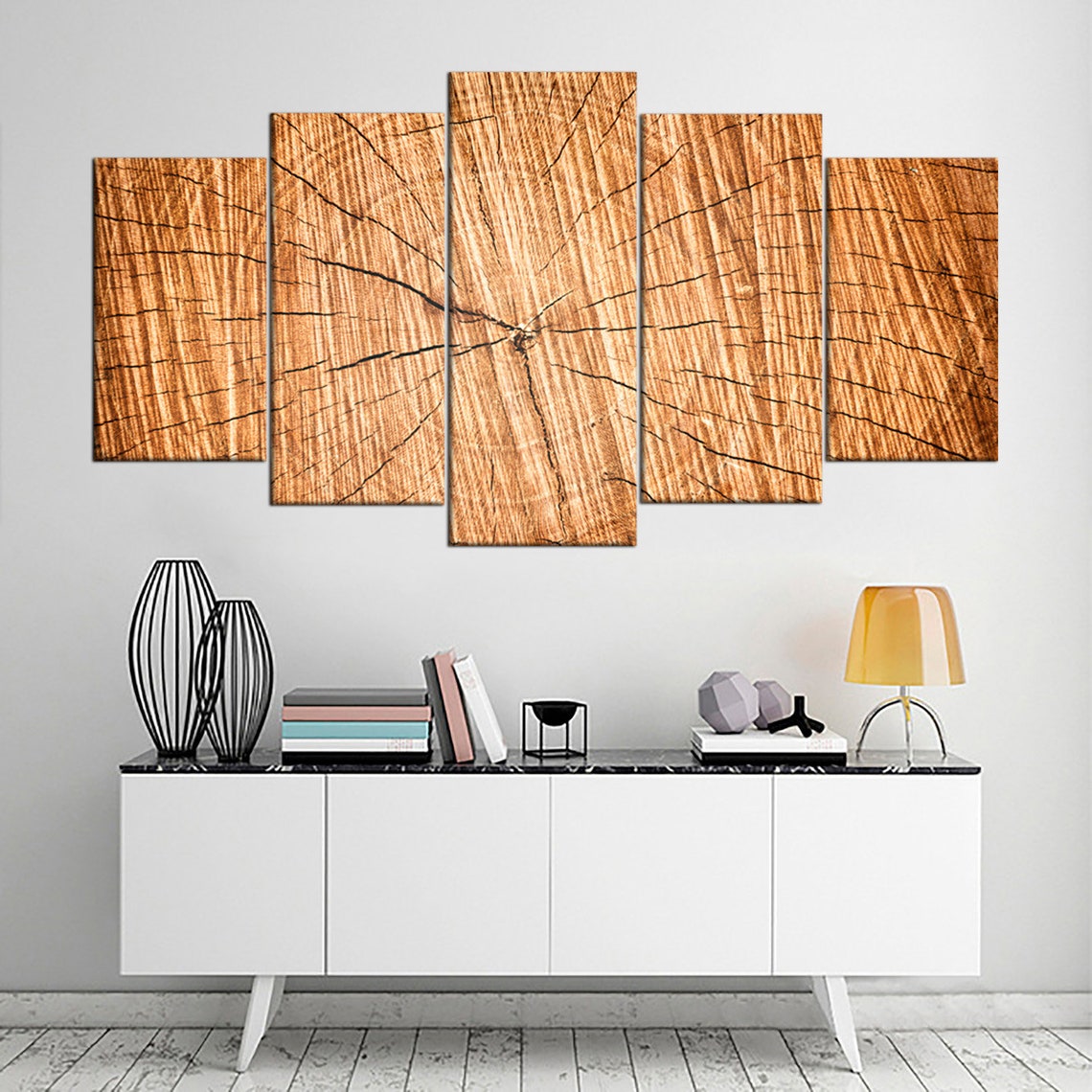 Abstract Tree Rings Wood Structures Canvas Wall Art