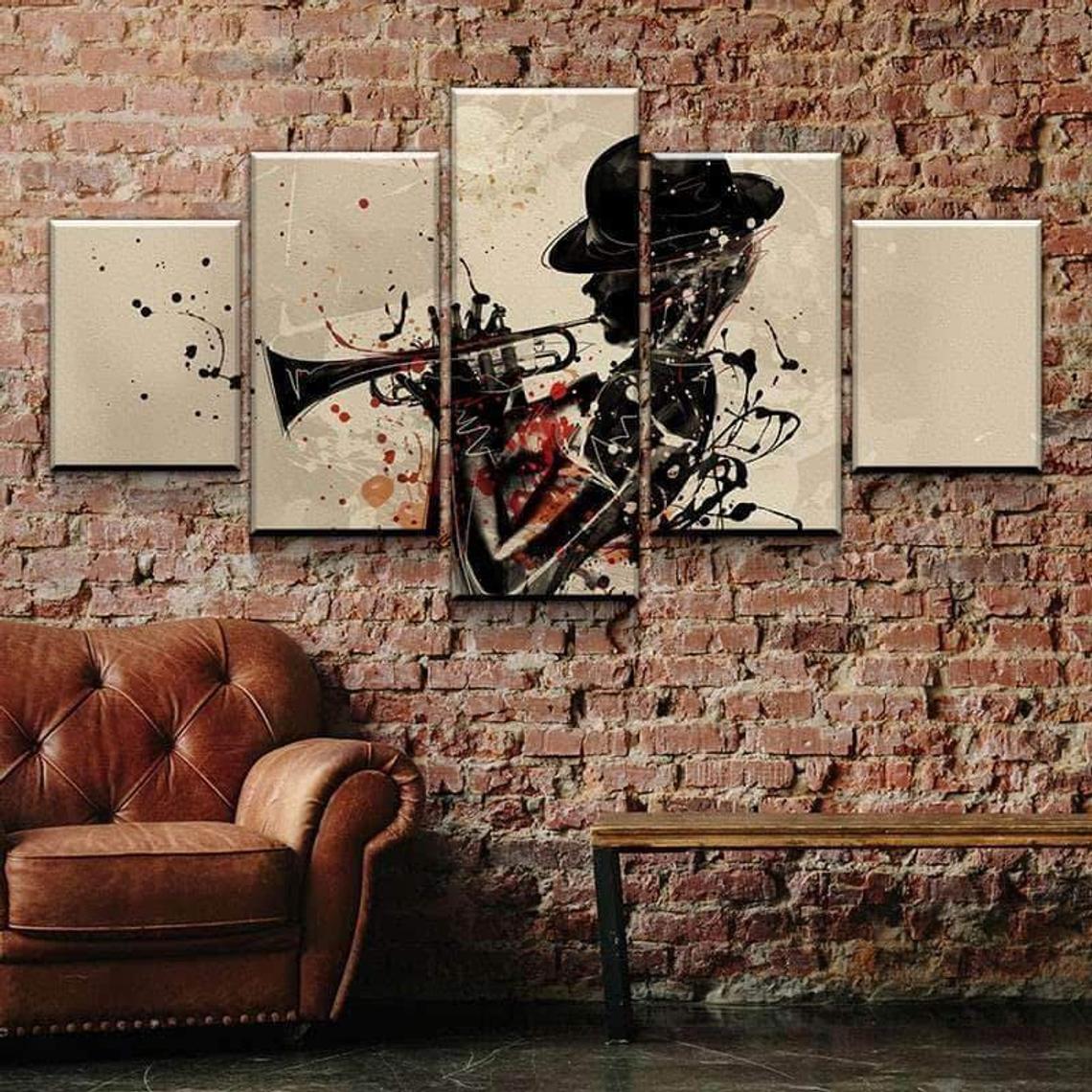 Abstract Trumpet Jazz Music Canvas Wall Art