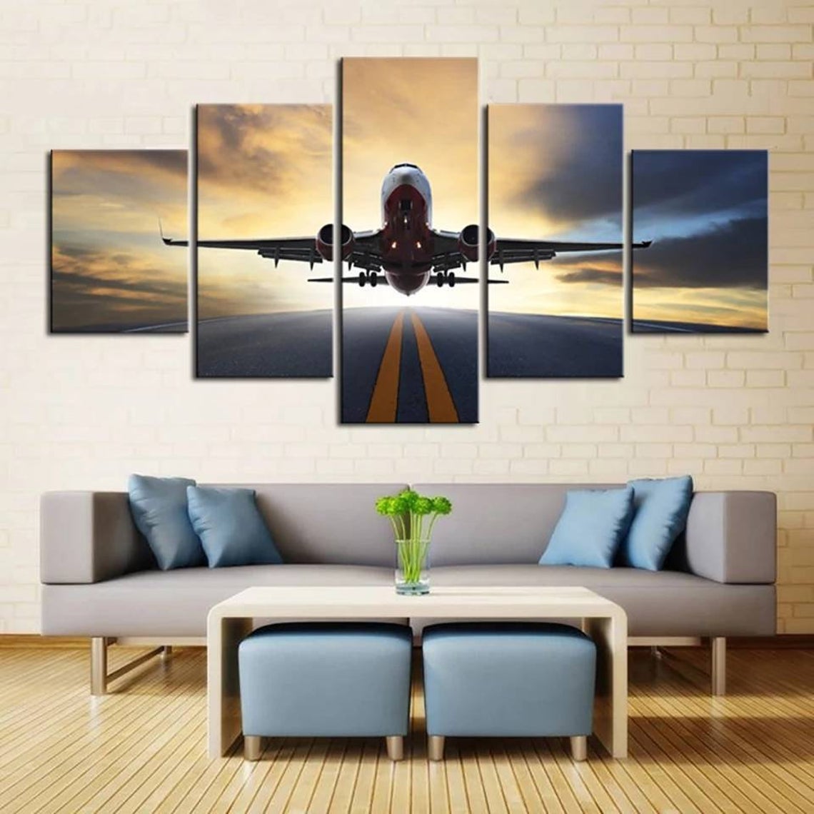 Airplane Landing Canvas Wall Art