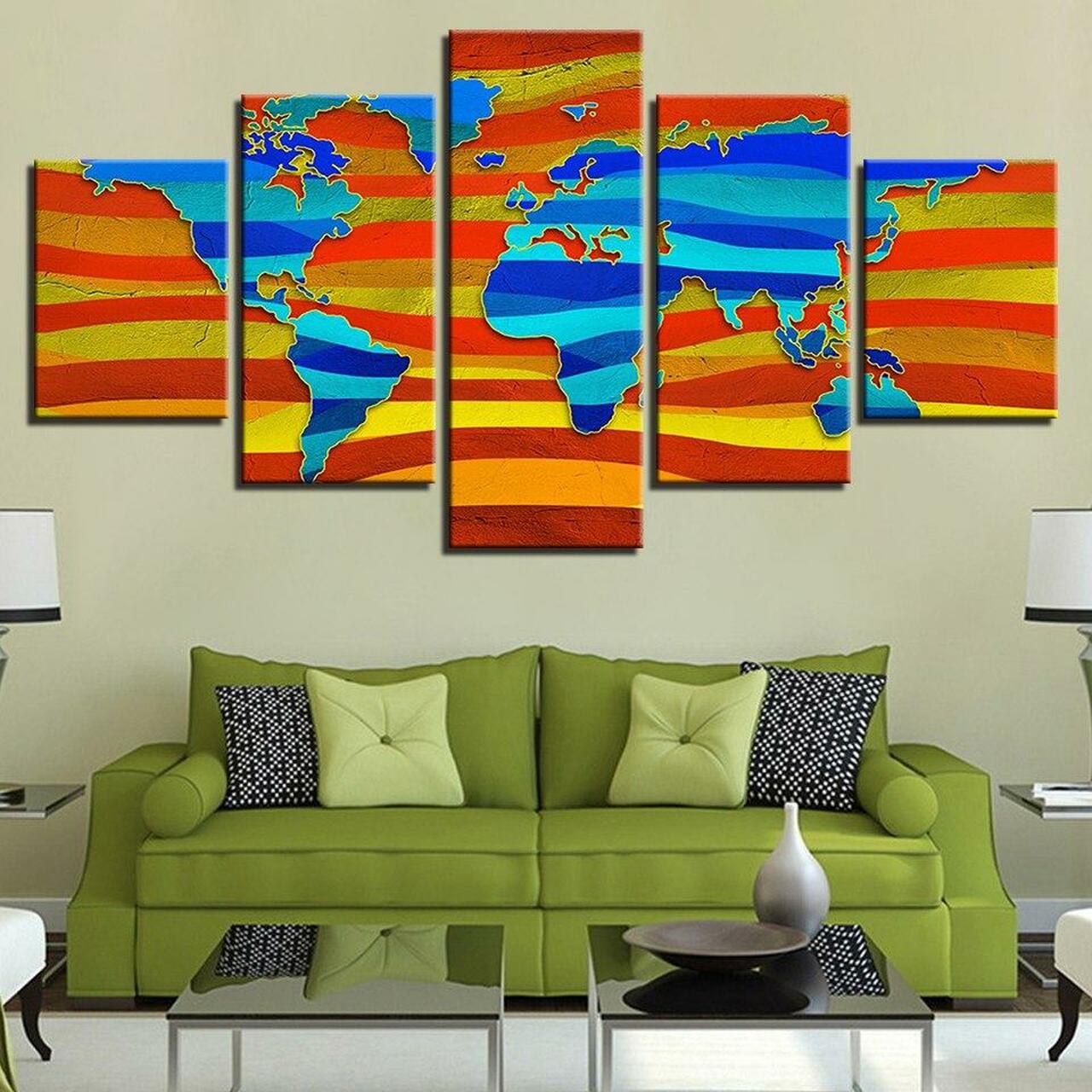 Art 2 World Map Canvas Wall Art