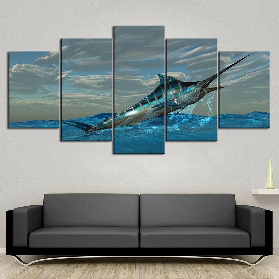 Atlantic Sailfish Blue Marlin Fish Canvas Wall Art