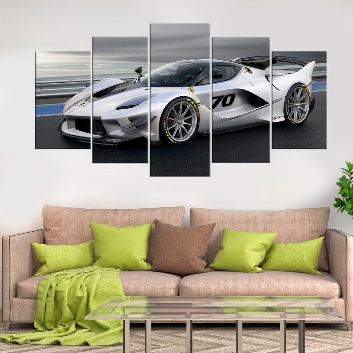 Automobile White Super Car Canvas Wall Art