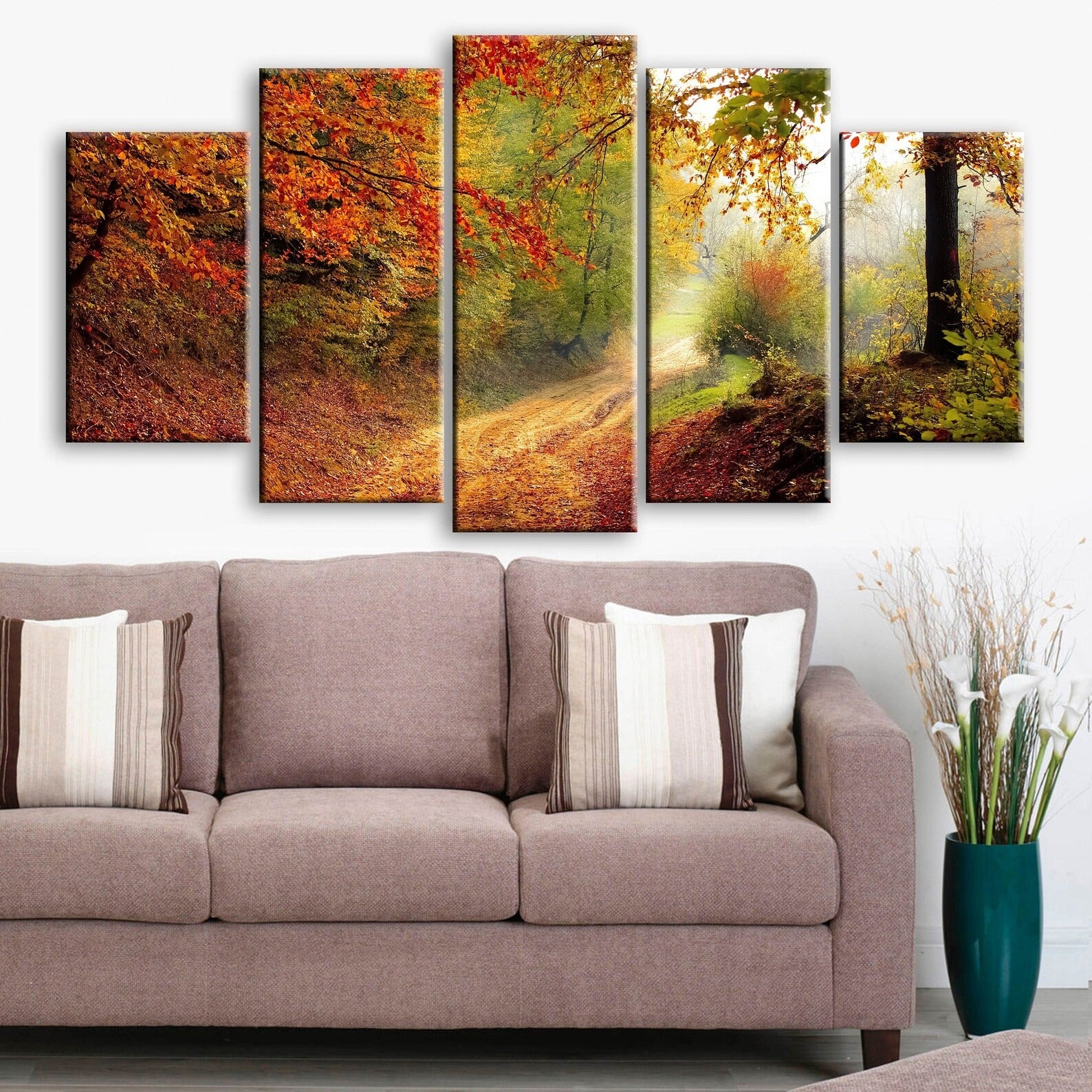 Autumn Walk Red Tree Canvas Wall Art