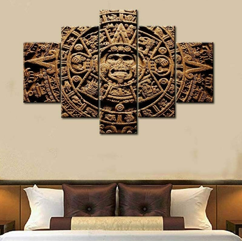 Aztec Calendar Mayan Culture Canvas Wall Art