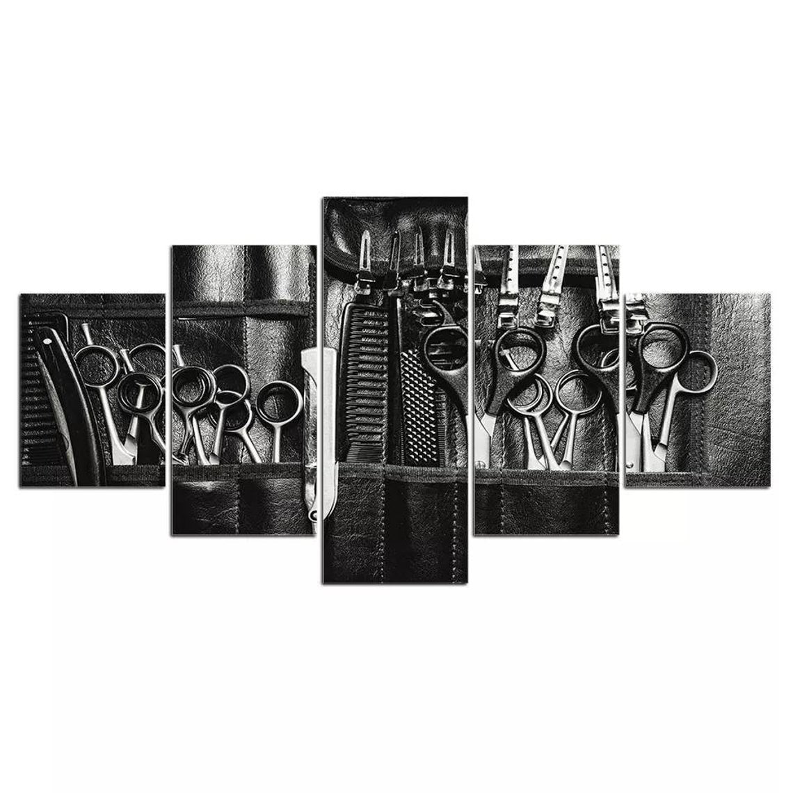 Barber Shop Scissors Black-White Canvas Wall Art