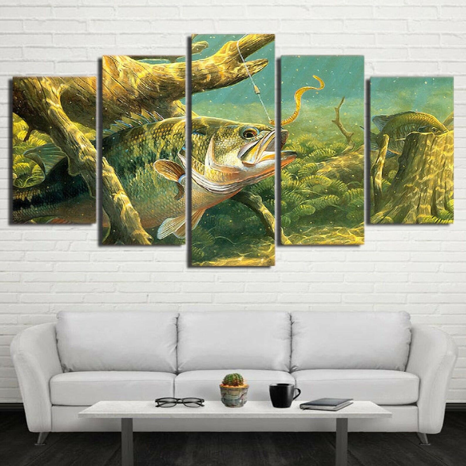 Bass Fishing Lake Fish Canvas Wall Art