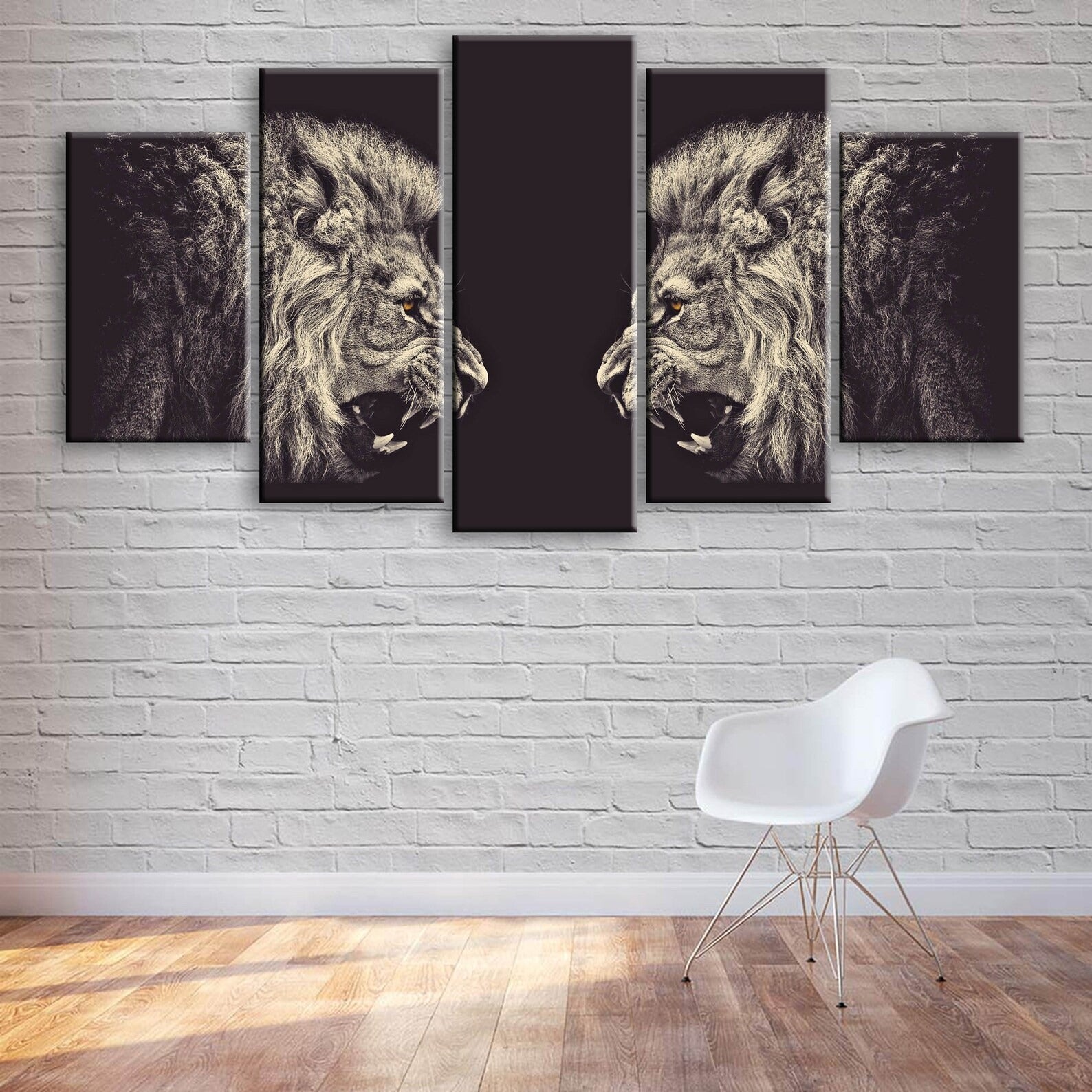 Battling Lions Canvas Wall Art