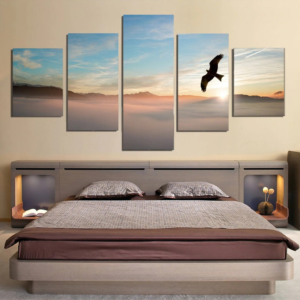 Bird Flying Sunrise Canvas Wall Art Bird Flying Sunrise Canvas Wall Art