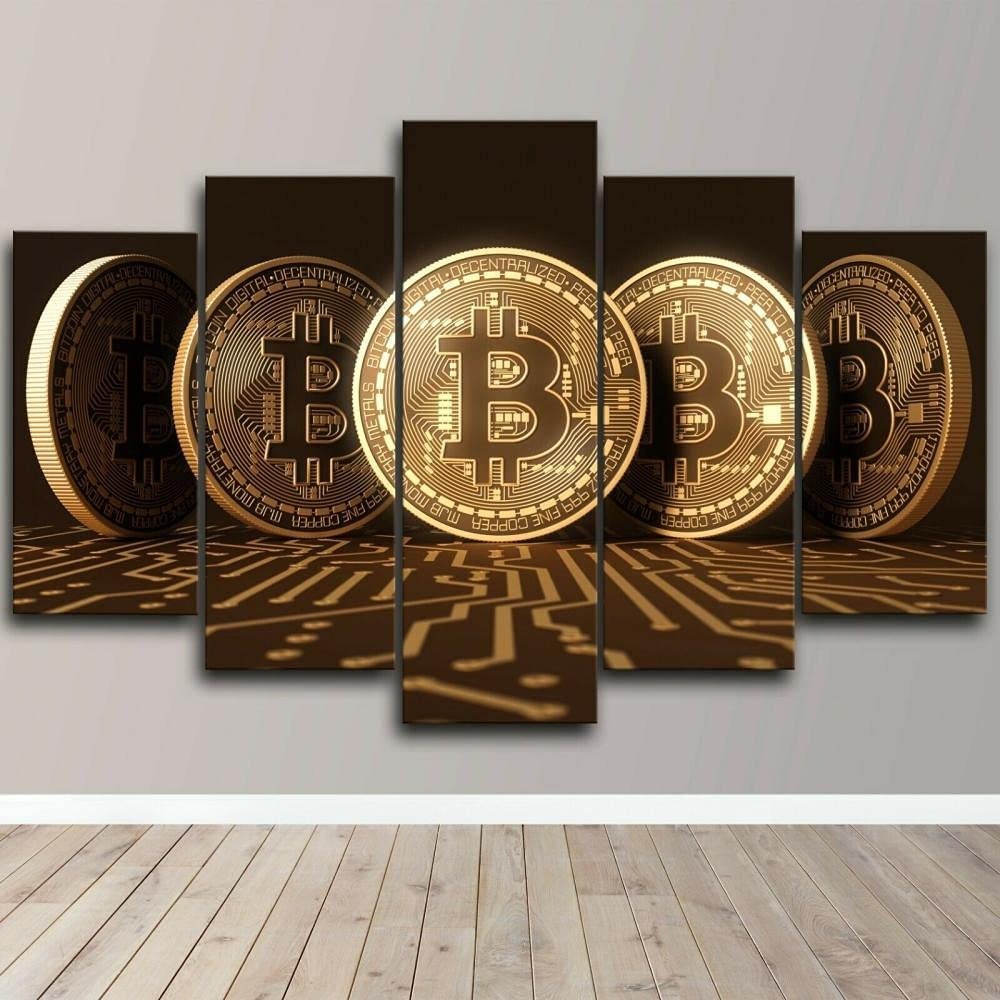 Bitcoin Crypto Btc Gold Currency Canvas Wall Art