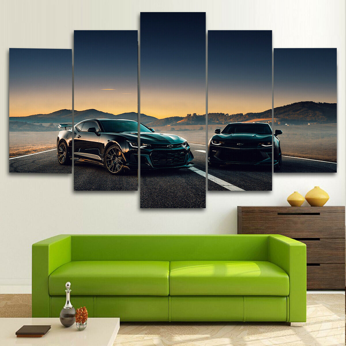 Black Chevrolet Camaro Roadster Canvas Wall Art