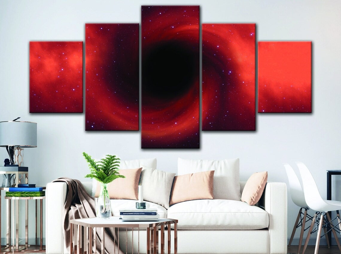 Black Hole Red Universe Canvas Wall Art
