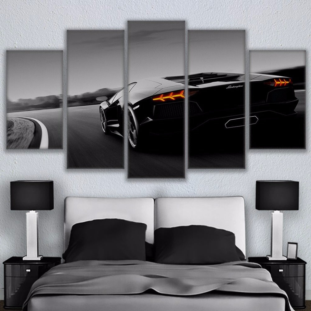 Black Luxury Sports Car Ing Canvas Wall Art