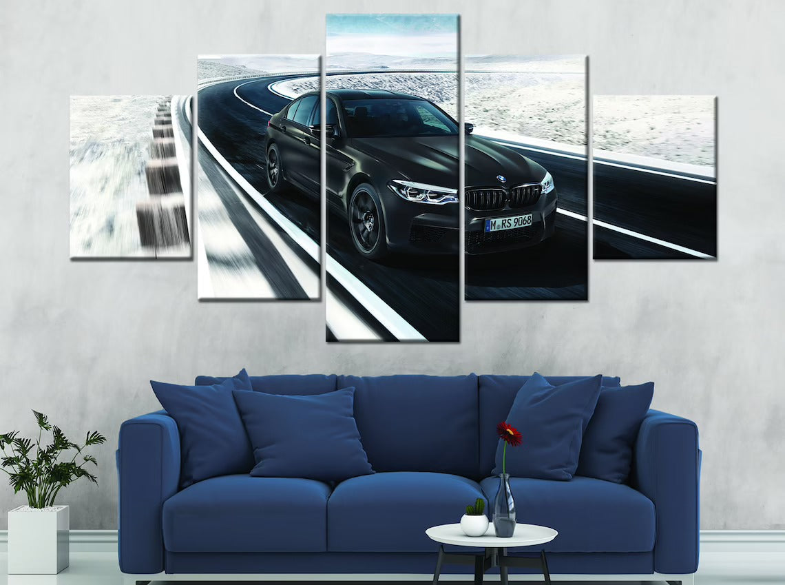 Black M5 Sportscar Canvas Wall Art