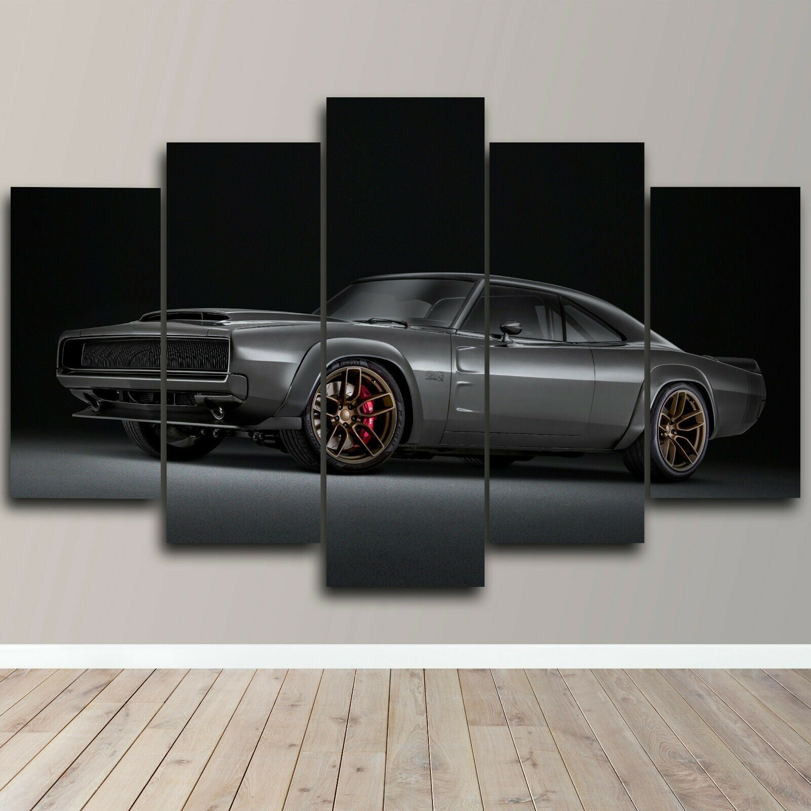 Black Retro Car Canvas Wall Art