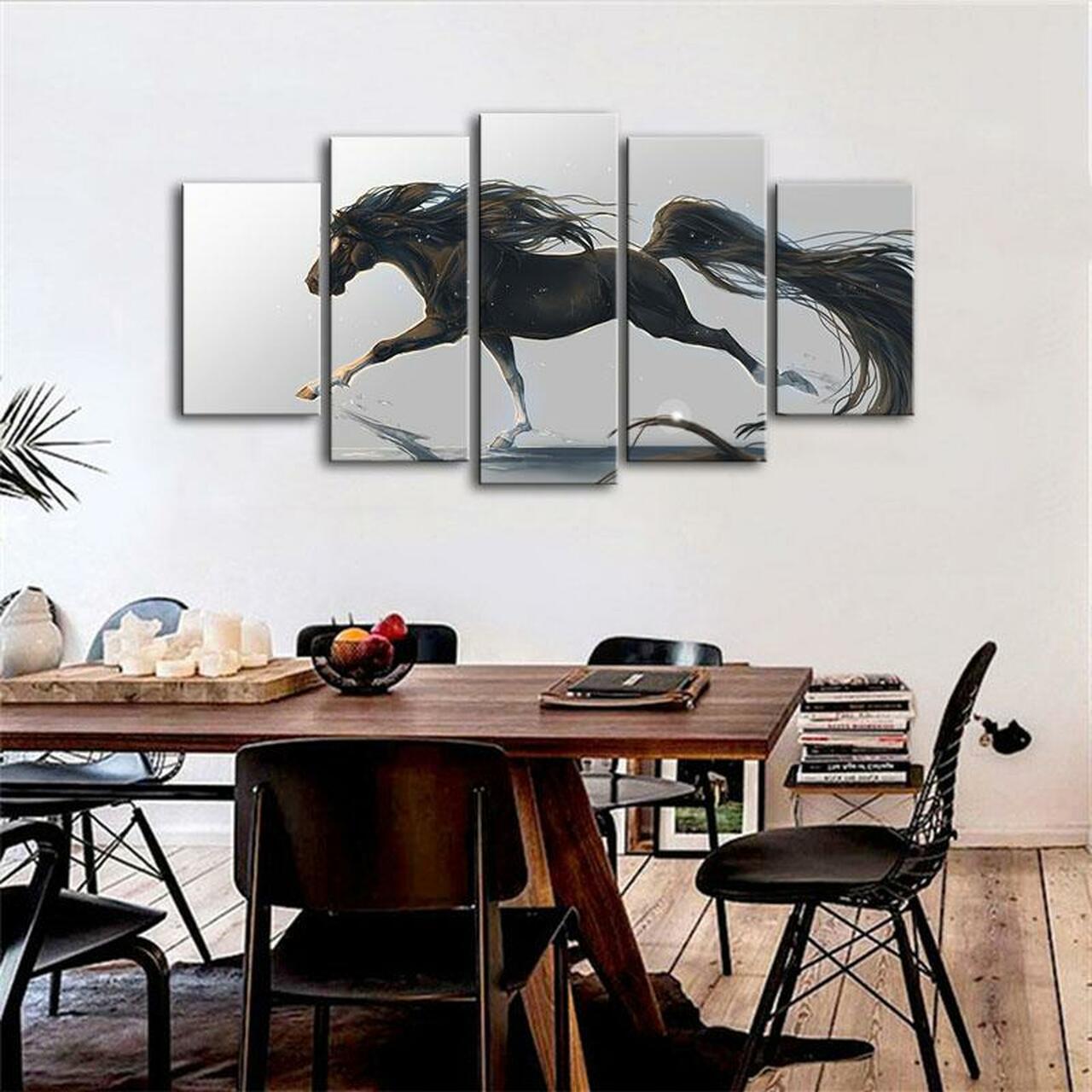 Black Stallion Horse Canvas Wall Art
