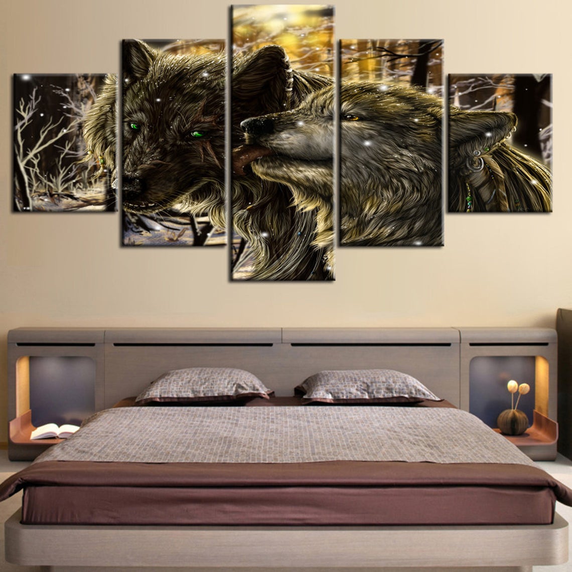 Black Wolf Animal Canvas Wall Art