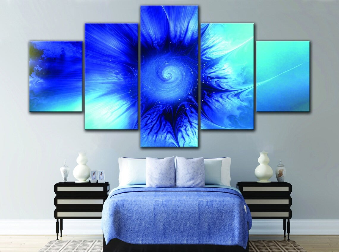 Blue Explosion Abstract Canvas Wall Art