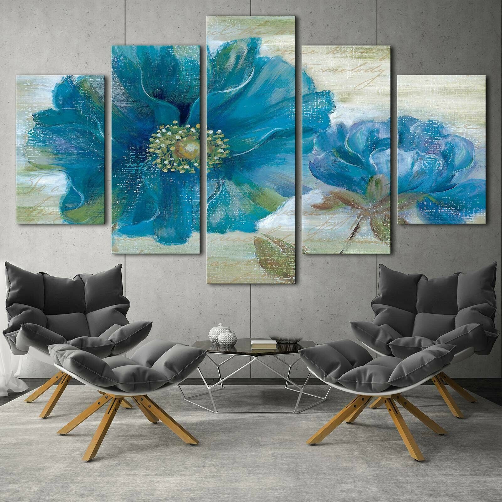 Blue Flowers Canvas Wall Art