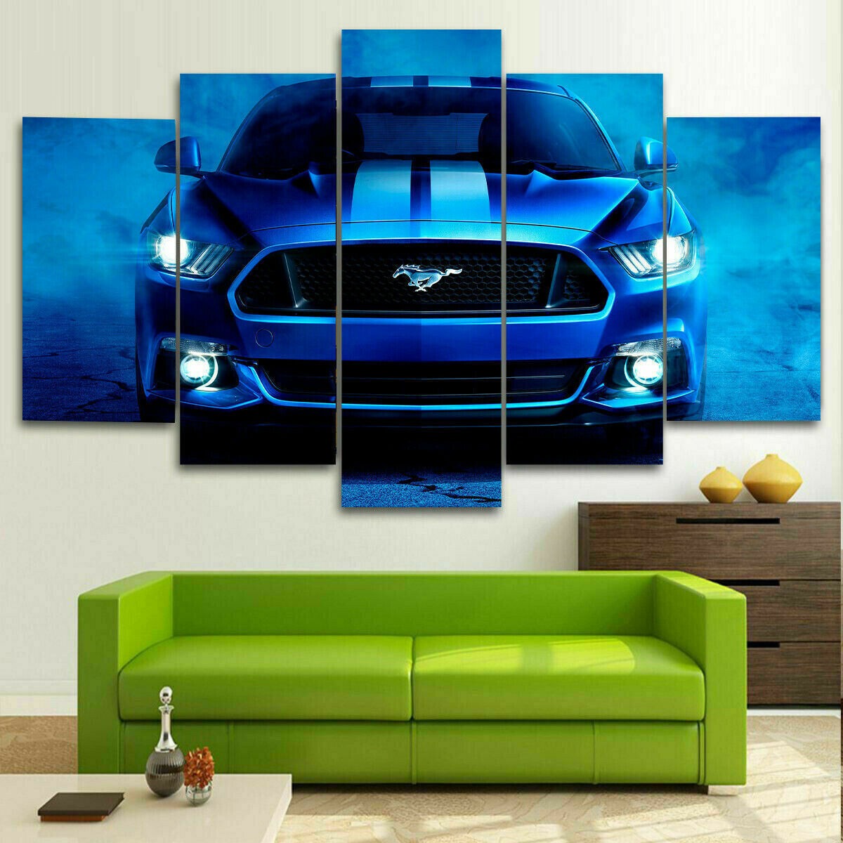 Blue Ford Mustang Shelby Sports Canvas Wall Art