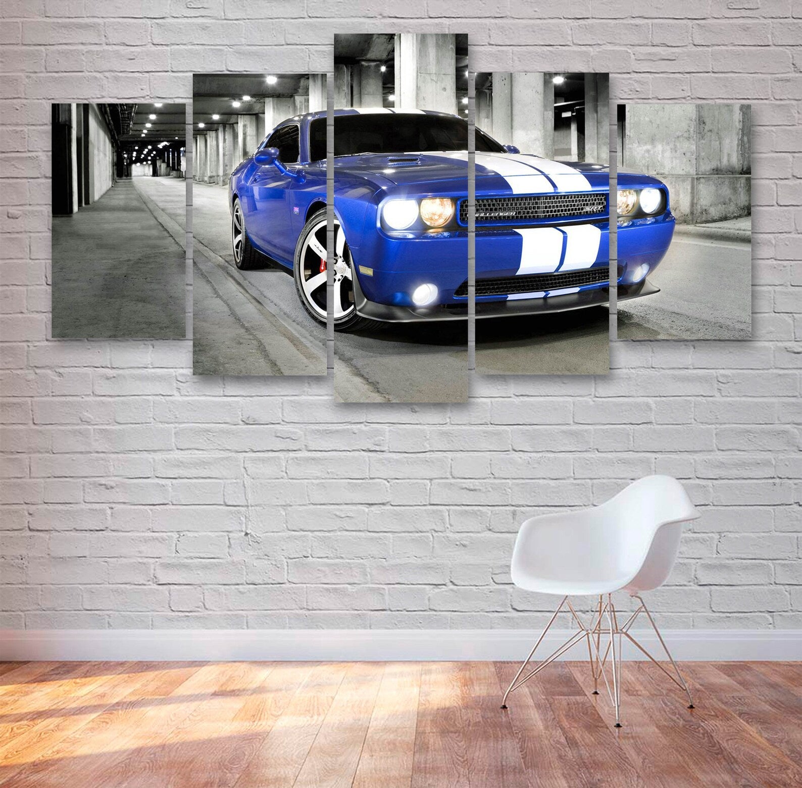 Blue Muscle Car Canvas Wall Art