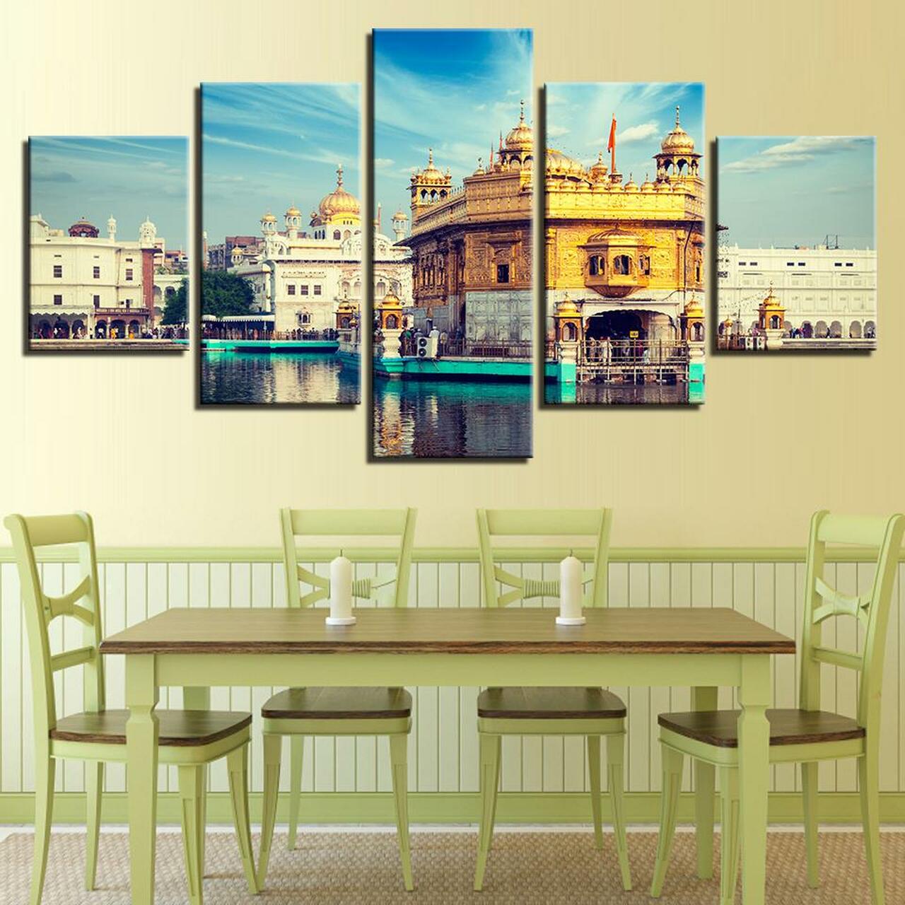 Blue Sky Golden Temple Canvas Wall Art