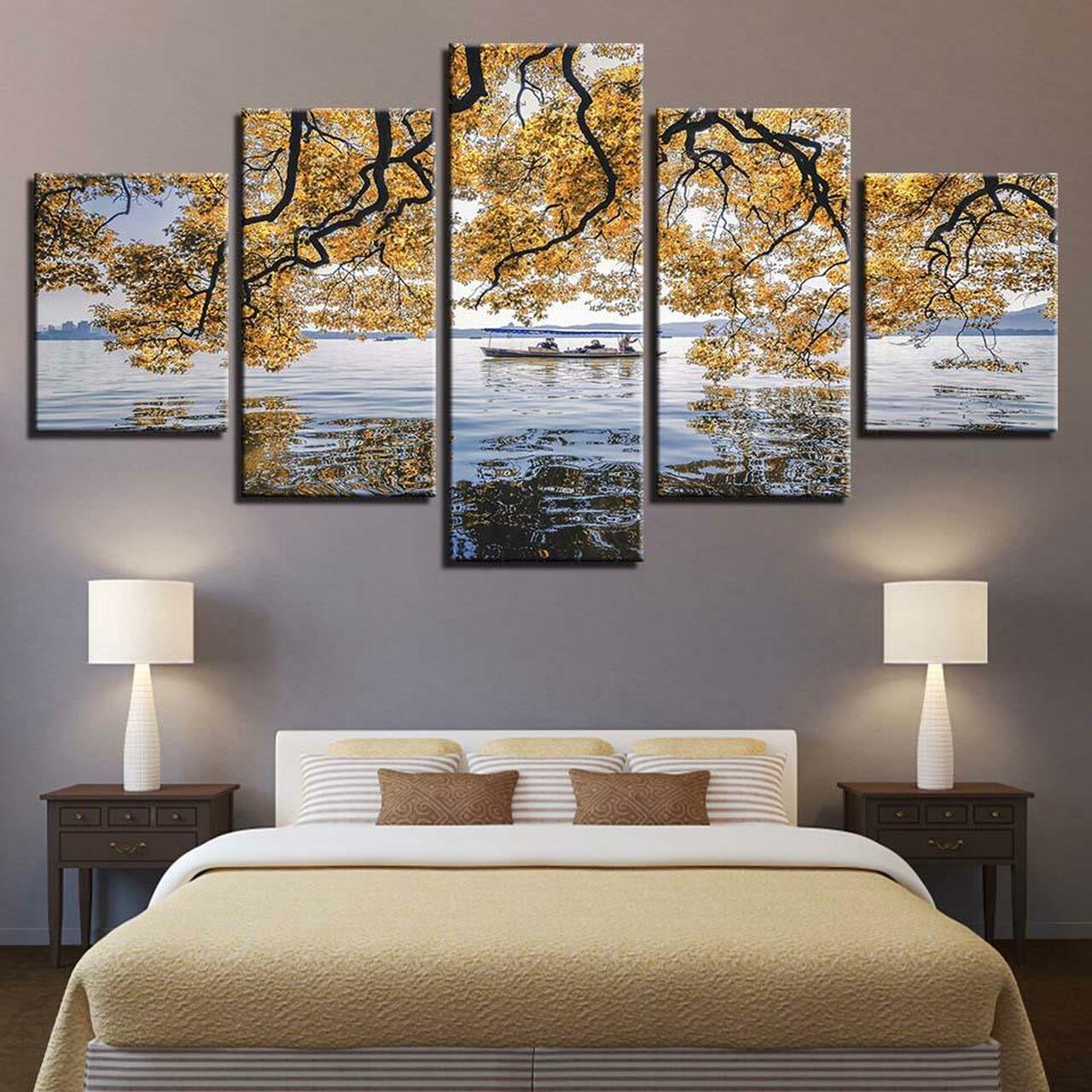 Boat Under Tree Canvas Wall Art