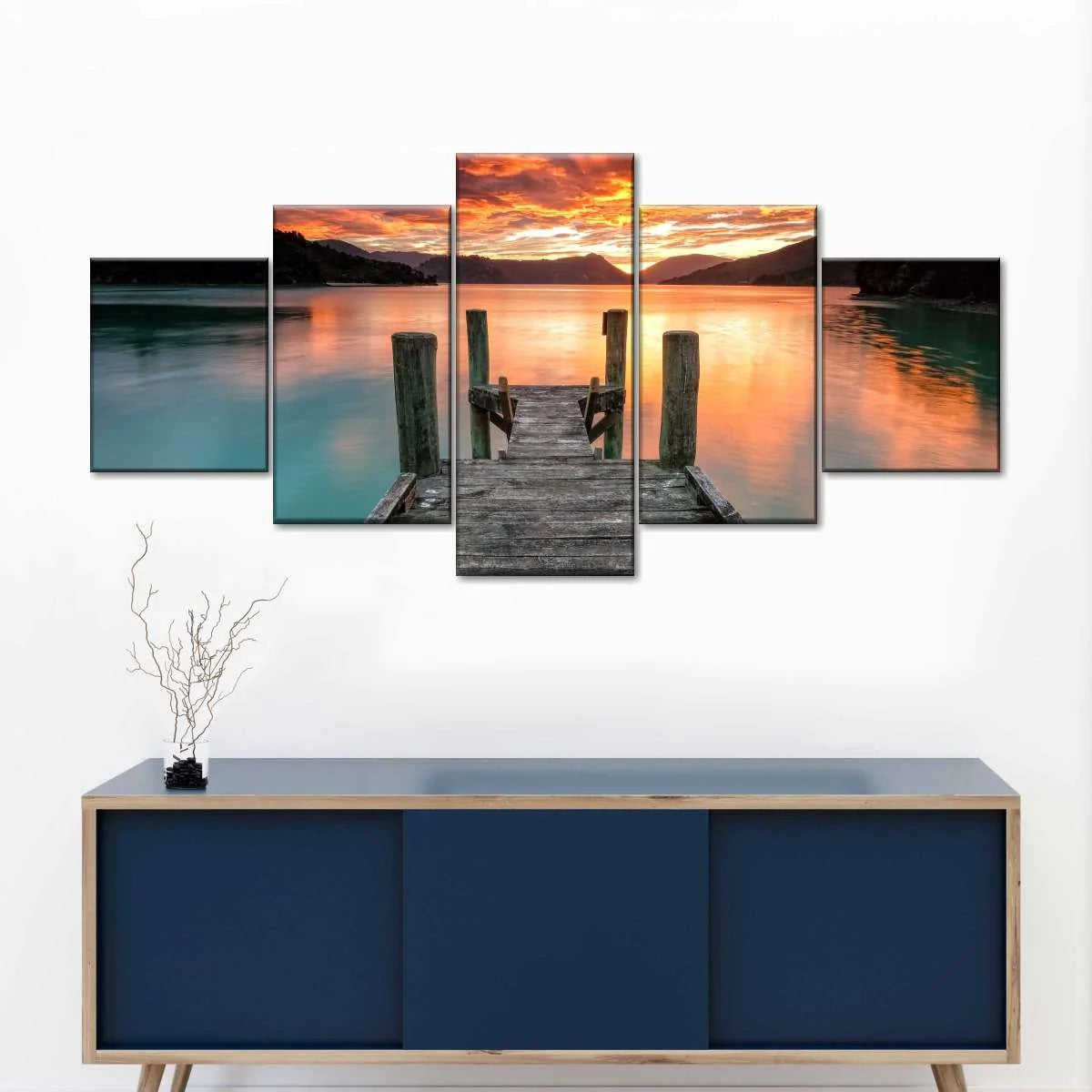 Bridge Lake Sunset Canvas Wall Art