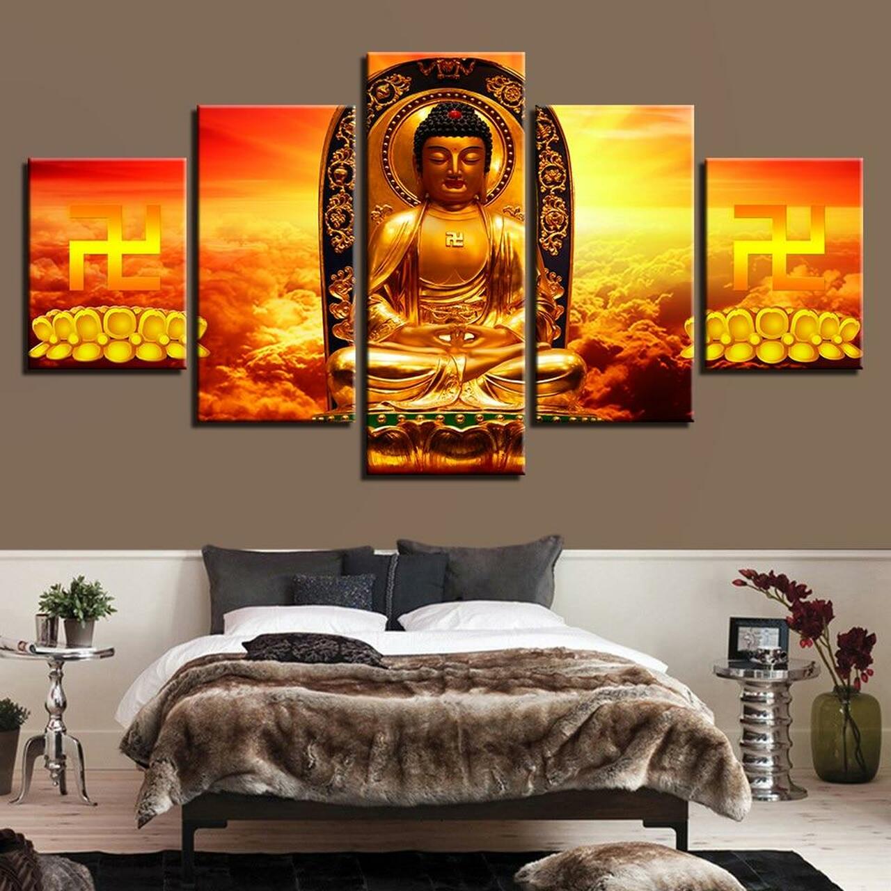 Buddha Swastika Canvas Wall Art
