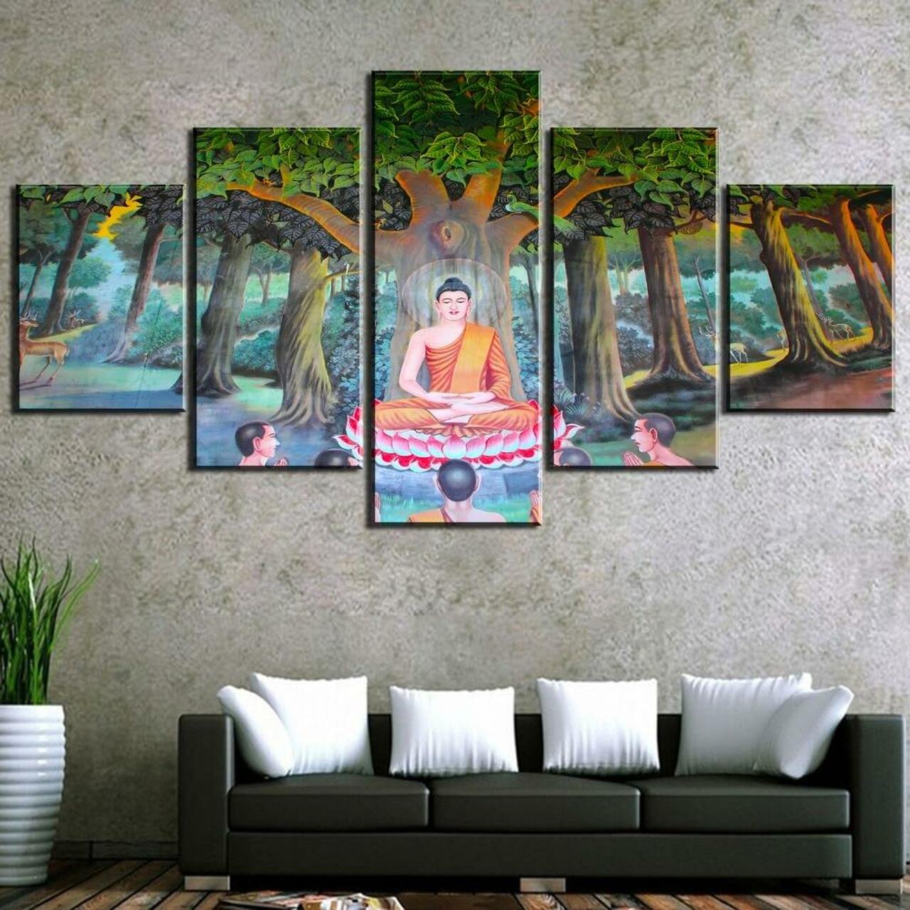 Buddha Under Tree Canvas Wall Art