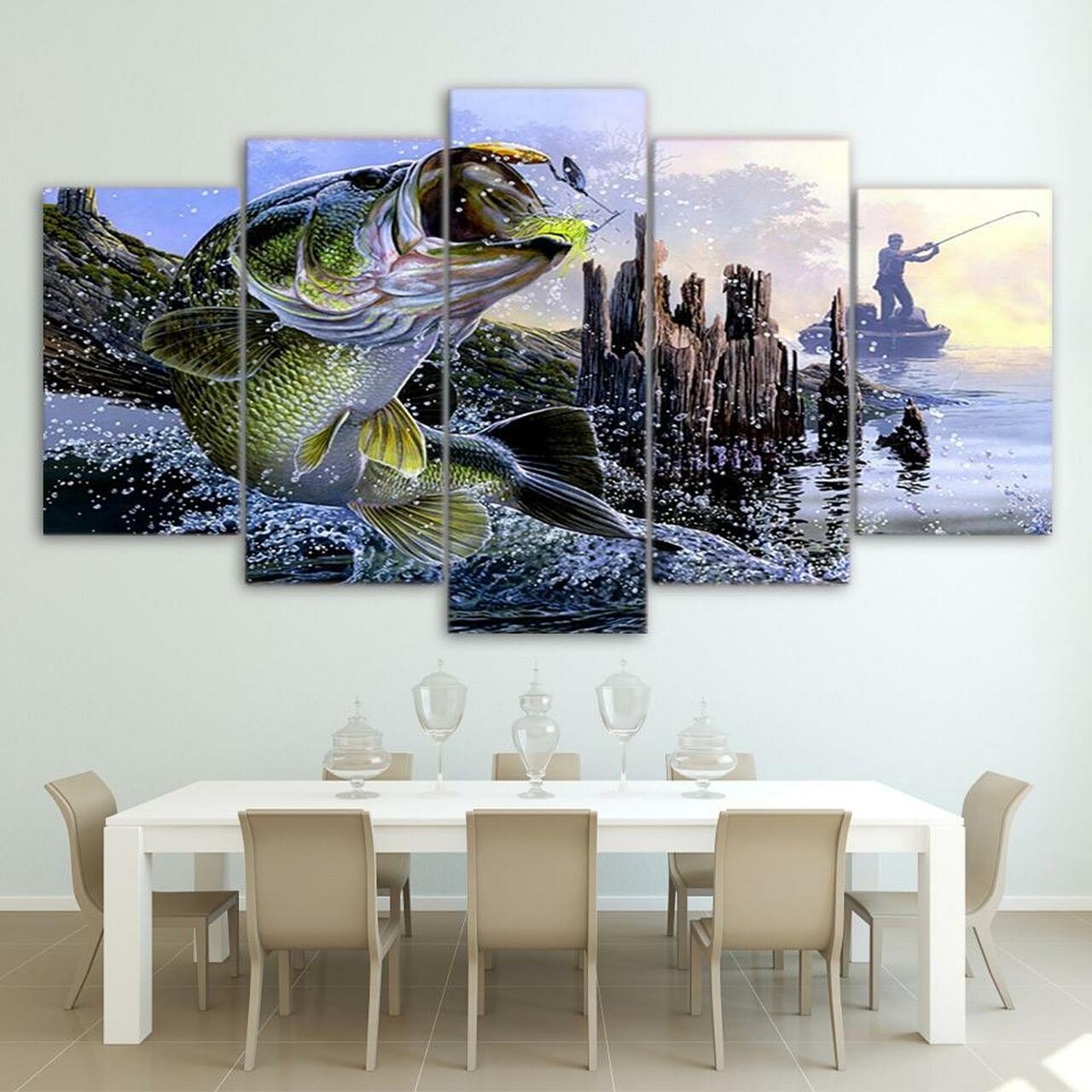 Catch The Fish Canvas Wall Art