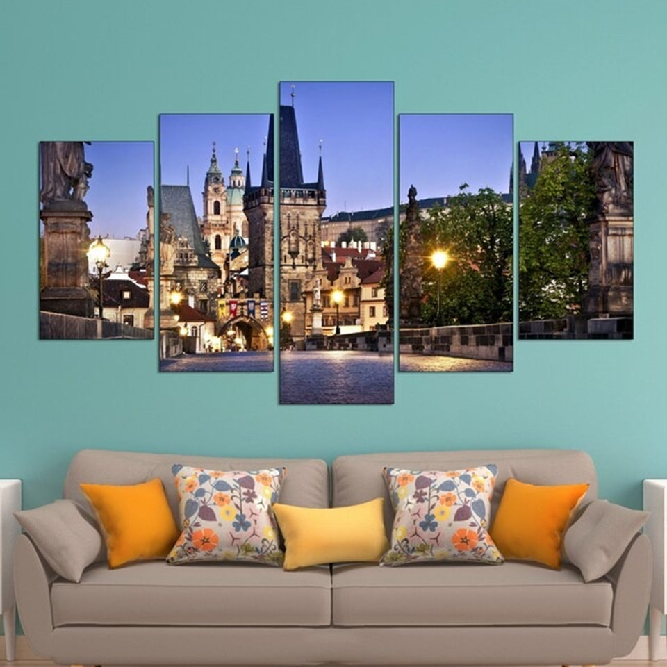 Charles Bridge In Prague Canvas Wall Art