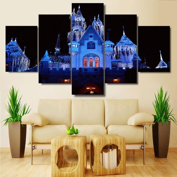 Christmas Xmas Castle Canvas Wall Art