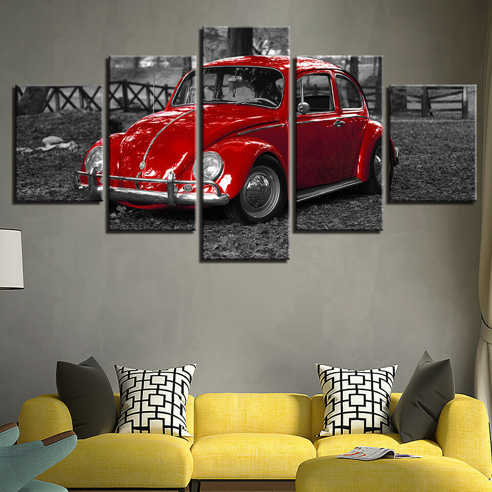 Classic Red Car Canvas Wall Art