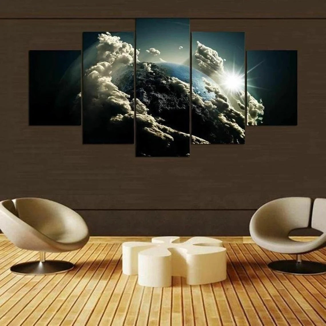 Clouds Around Planet Earth Outer Space Canvas Wall Art