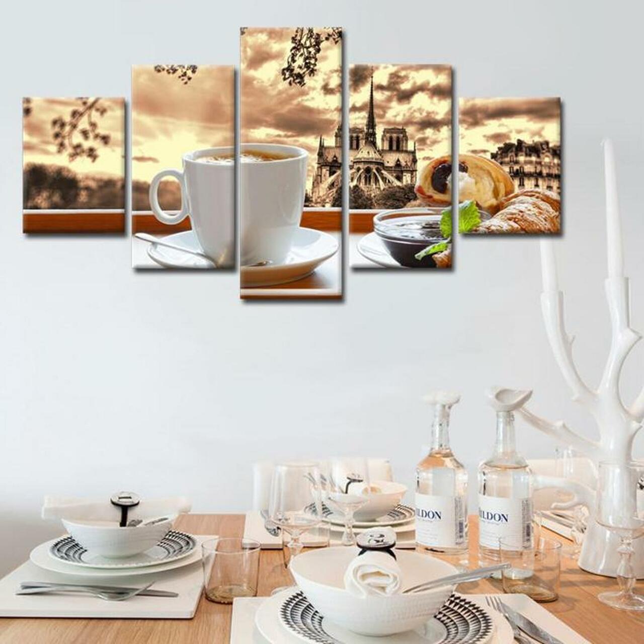 Coffee And Croissant Canvas Wall Art