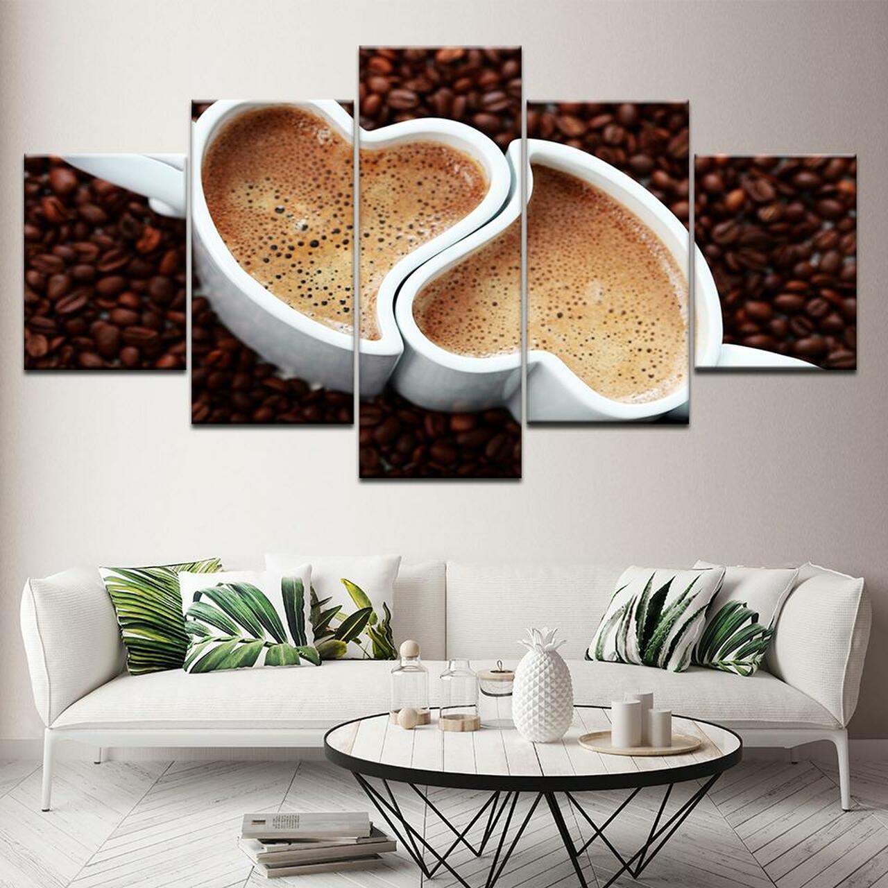 Coffee Hearts Canvas Wall Art