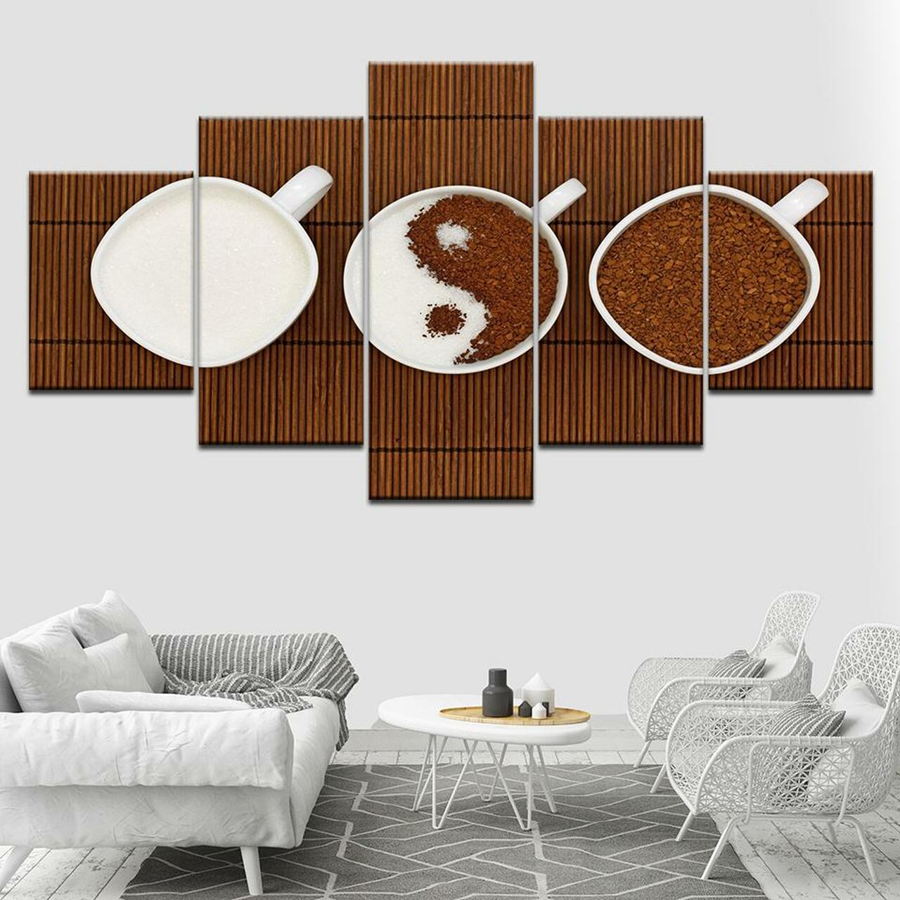 Coffee Yin Yang Canvas Wall Art