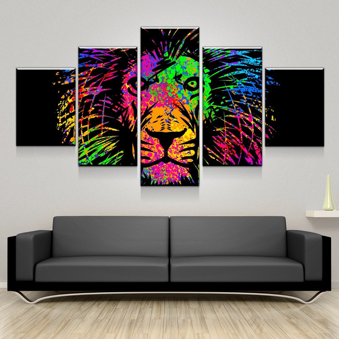 Color Splash Lion Head Canvas Wall Art