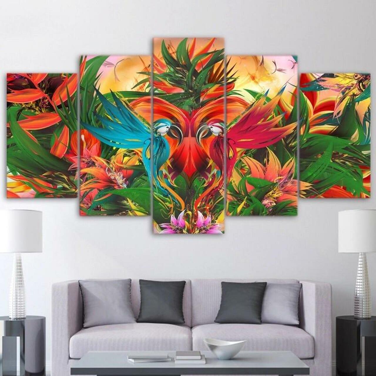 Colorful Parrots Canvas Wall Art