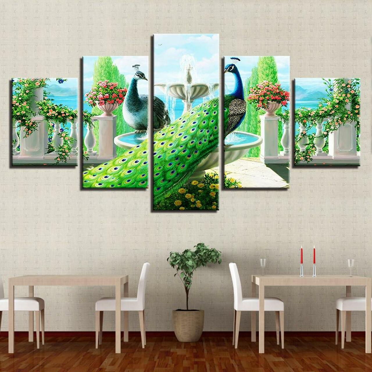 Courting Peacocks Canvas Wall Art