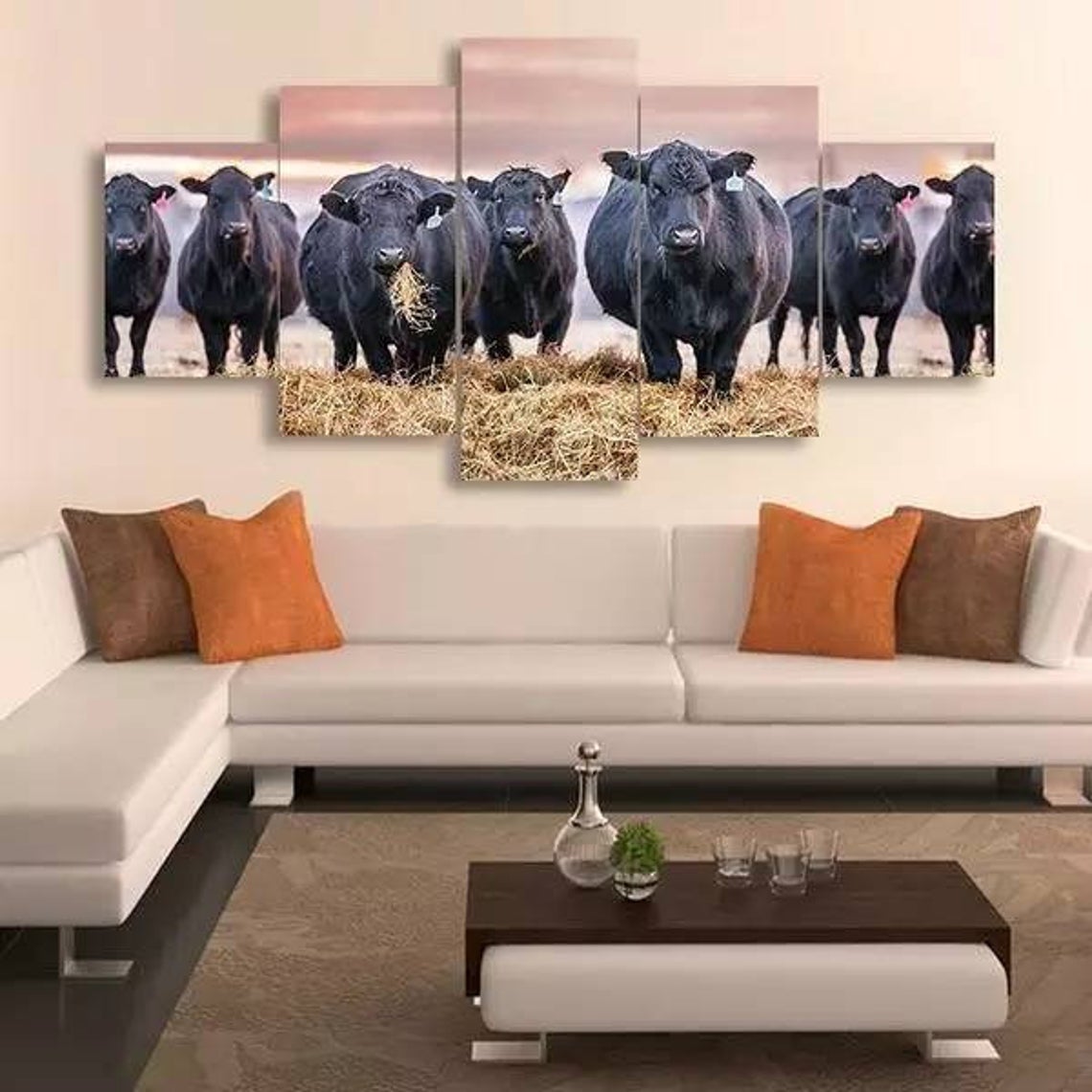 Cow Green Fields Canvas Wall Art